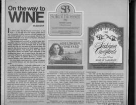 News article from 1982 titled: On the way to wine, about wine label creation in Oregon.